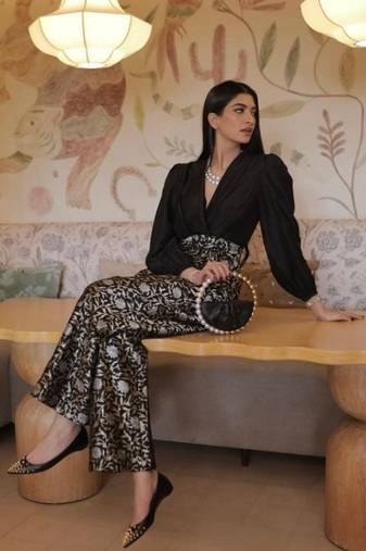 Raw silk shirt with Banarasi brocade pant coord set