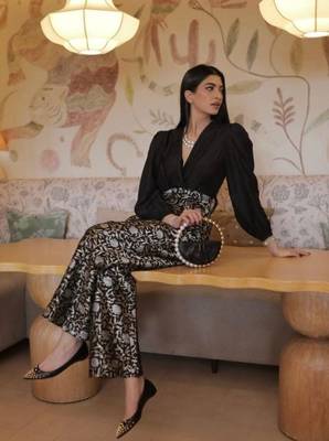 Raw silk shirt with Banarasi brocade pant coord set 1