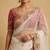 White embroidered net designer saree with designer rani pink blouse fabric