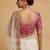 White embroidered net designer saree with designer rani pink blouse fabric