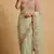 Light green embroidered net designer saree with designer rani pink blouse fabric