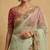 Light green embroidered net designer saree with designer rani pink blouse fabric