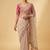 Ivory pink embroidered net designer saree with designer rani pink blouse fabric