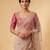 Ivory pink embroidered net designer saree with designer rani pink blouse fabric