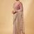 Ivory pink embroidered net designer saree with designer rani pink blouse fabric