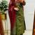Floral embroidered pure cotton v neck kurta trouser & dupatta set