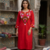 WOMEN COTTON SLAB STARIGHT  HAND EMBROIDERY KURTA WITH PANT 