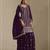 Wine embroideried chinon semi stitched palazzo suit