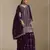 Wine embroideried chinon semi stitched palazzo suit