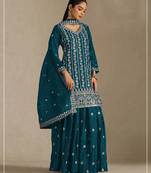 Morpich embroidered chinon palazzo suit