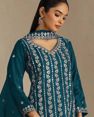 Morpich embroidered chinon palazzo suit 2