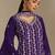Purple embroidered chinon palazzo suit
