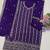 Purple embroidered chinon palazzo suit