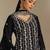 Black embroidered chinon palazzo suit