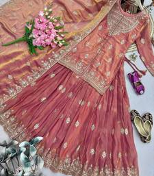Womens New Traditional Peach Heavy Work Ethnic Ensemble Lehenga Set