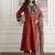 Floral embroidered pure cotton round neck kurta trouser & dupatta set
