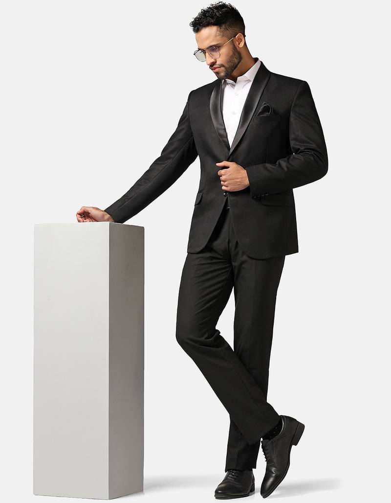 Mens black tuxedo suit