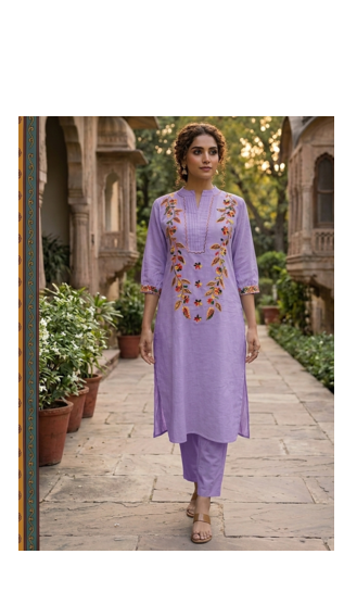 WOMEN COTTON SLAB STARIGHT KURTA WITH PANT  1