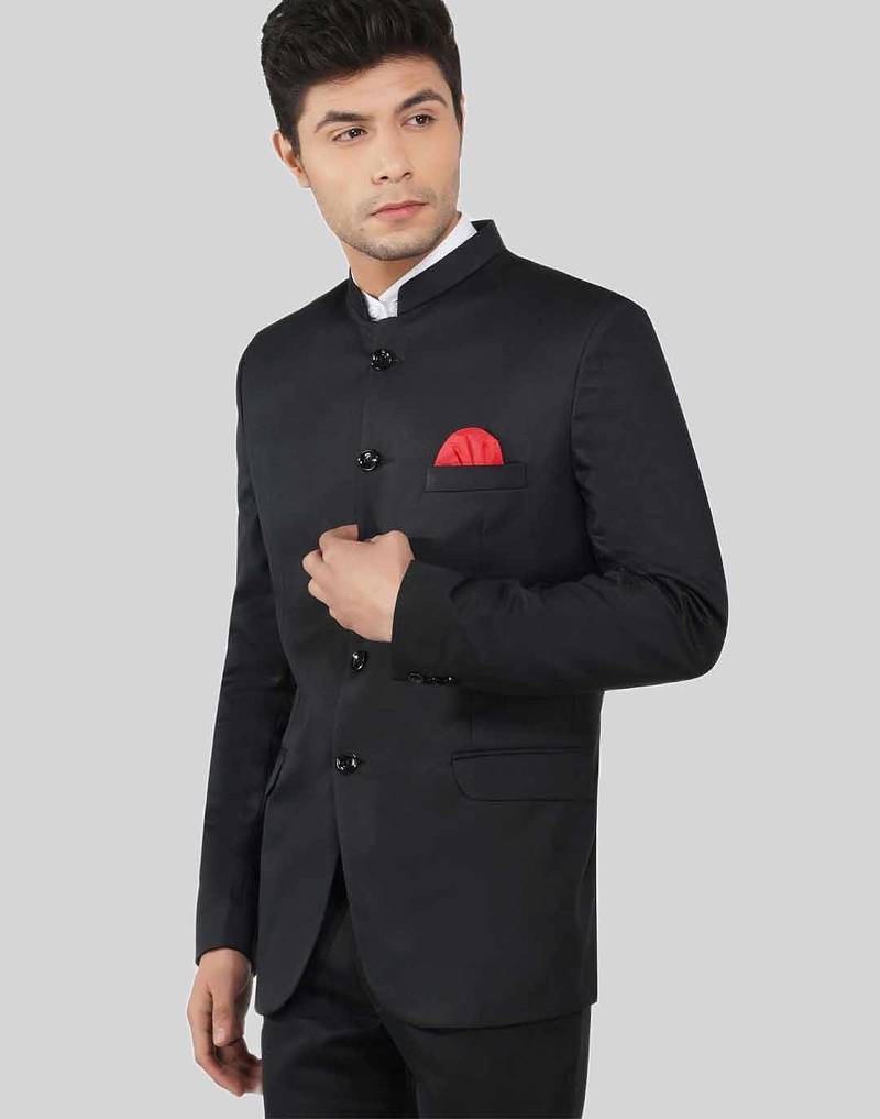 Mens black bandhgala suit