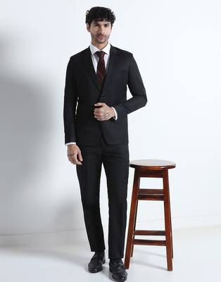 Mens black notched lapel suit 1