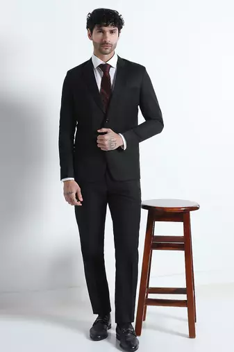 Mens black notched lapel suit