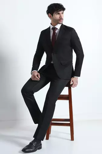 Mens black notched lapel suit