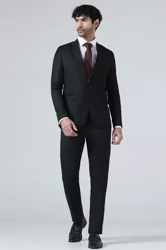 Mens black notched lapel suit