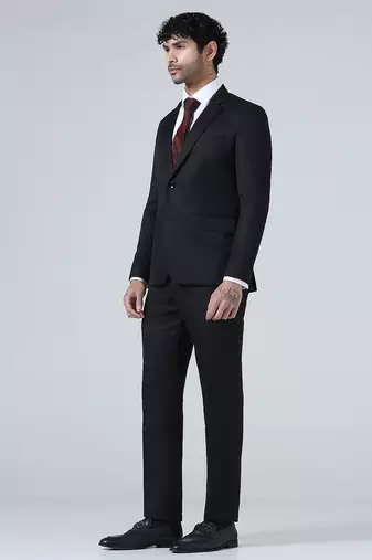 Mens black notched lapel suit