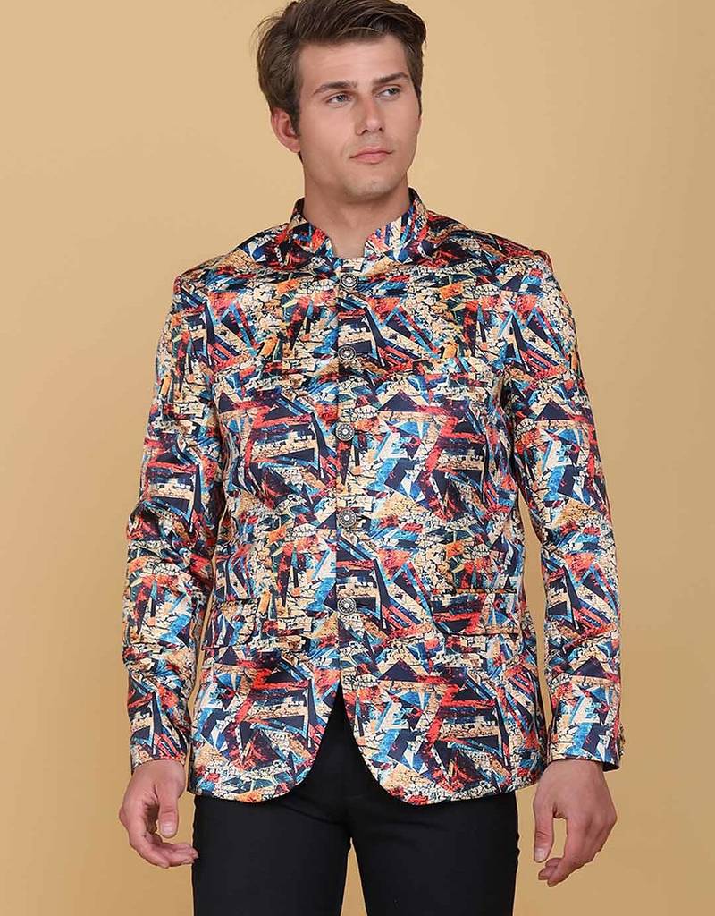 Mens printed bandhgala blazer