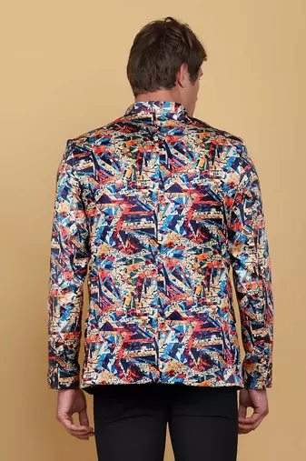Mens printed bandhgala blazer
