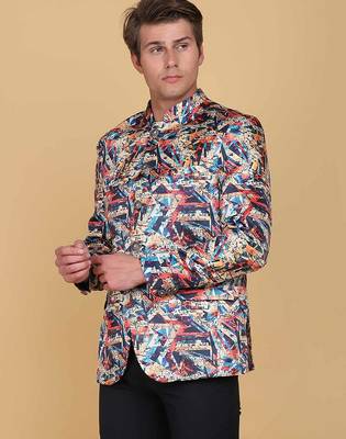 Mens printed bandhgala blazer 3