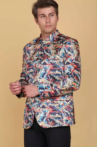 Mens printed bandhgala blazer