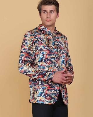 Mens printed bandhgala blazer 4