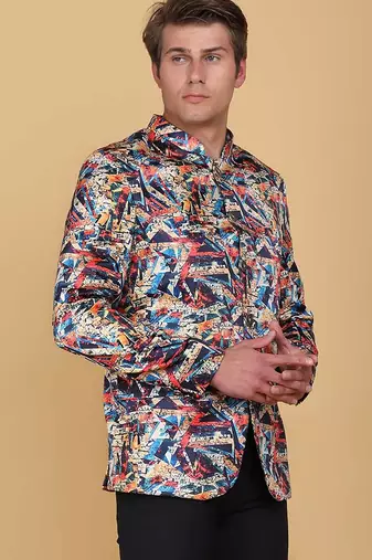 Mens printed bandhgala blazer
