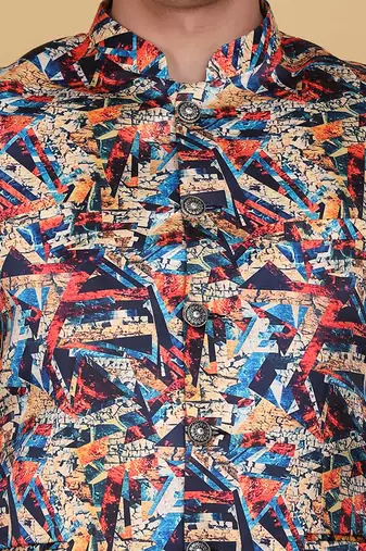 Mens printed bandhgala blazer