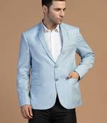 Mens blue linen solid blazer