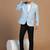 Mens blue linen solid blazer