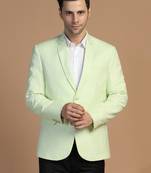 Mens green linen solid blazer
