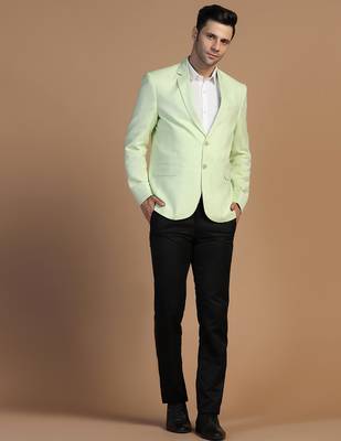 Mens green linen solid blazer 3
