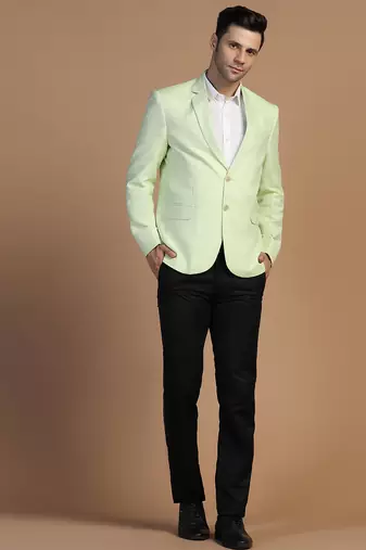 Mens green linen solid blazer