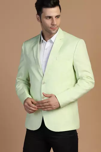 Mens green linen solid blazer