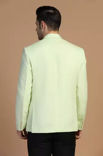 Mens green linen solid blazer