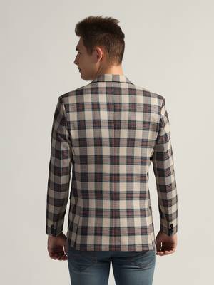 Mens beige checked tweed blazer 2