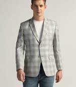 Mens light grey checked tweed blazer
