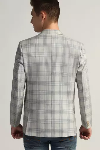 Mens light grey checked tweed blazer