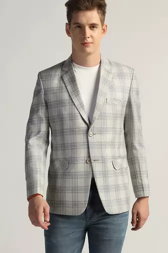 Mens grey checked tweed blazer