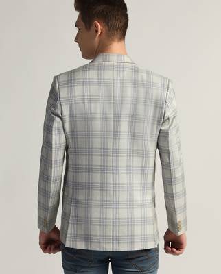 Mens grey checked tweed blazer 2