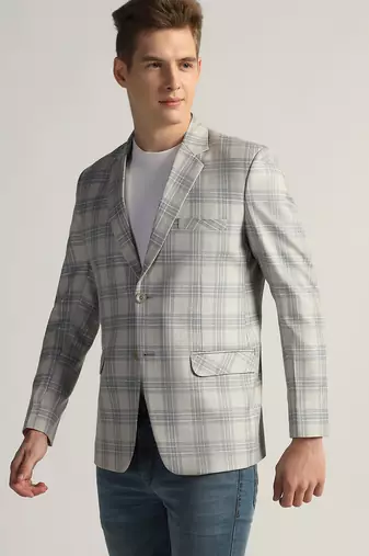 Mens grey checked tweed blazer