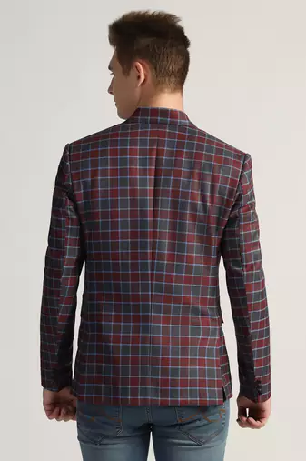 Mens red checked tweed blazer