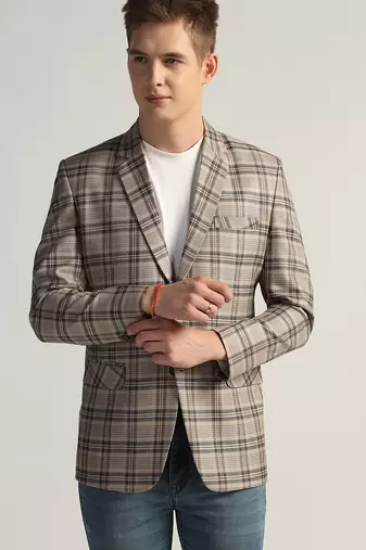 Mens multi checked tweed blazer